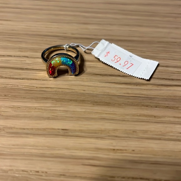 Kendra Scott Gold Colored Ring With Rainbow Design. - Picture 2 of 4